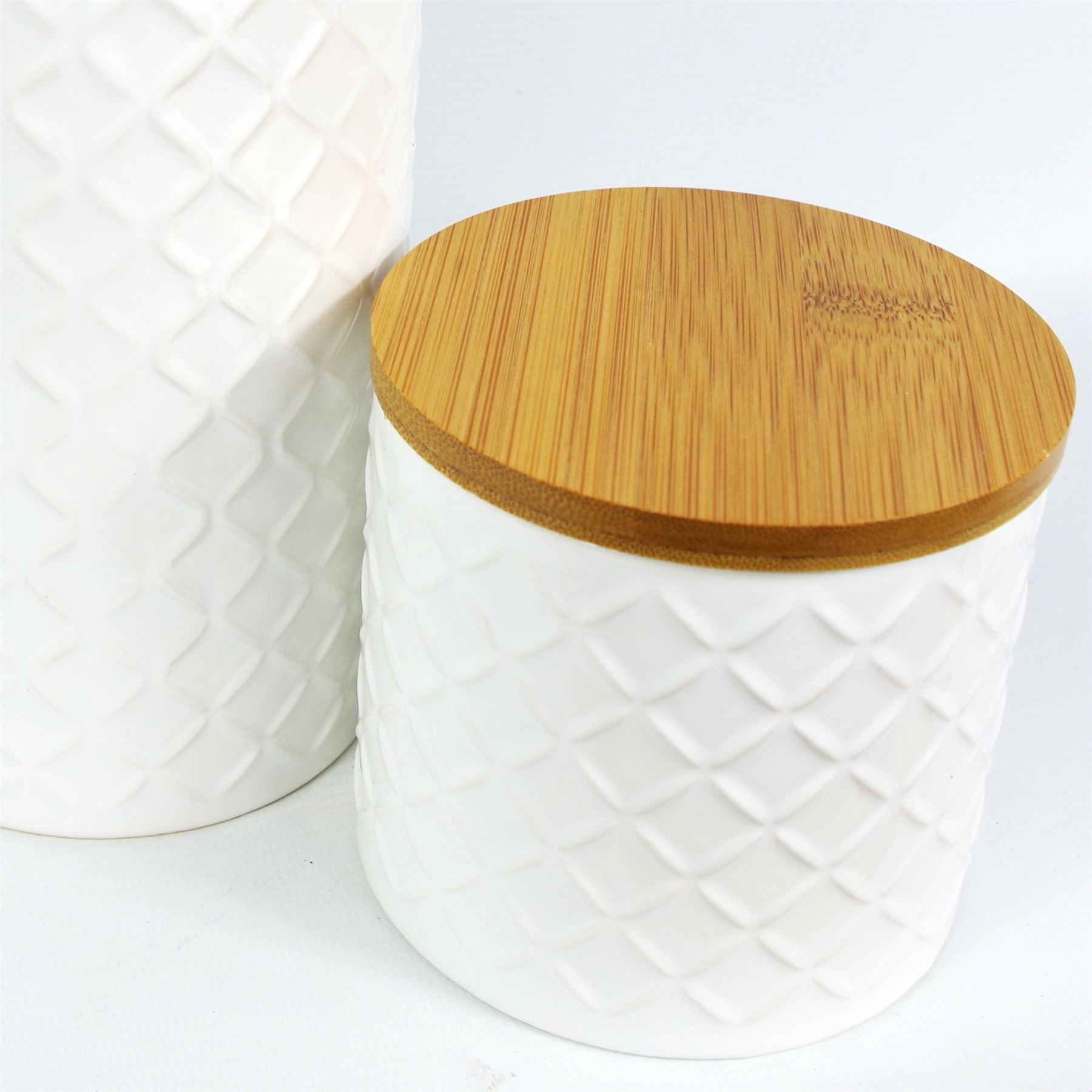 Ceramic Storage Jars Kitchen Canisters Lids Cream 18cm Set 2-4