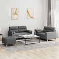 NNEVL 3 Piece Sofa Set with Pillows Dark Grey Fabric-0