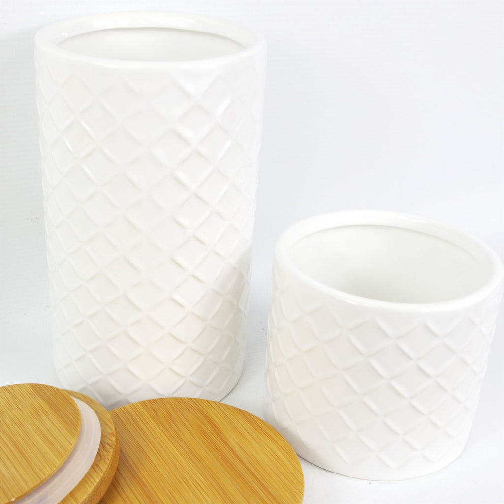 Ceramic Storage Jars Kitchen Canisters Lids Cream 18cm Set 2-2