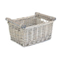 Grey Wash Wooden Handled Wicker Storage Basket-0