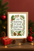 It’s Beginning Christmas Quote Wall Art – Festive Holly & Pinecone Holiday Print-0
