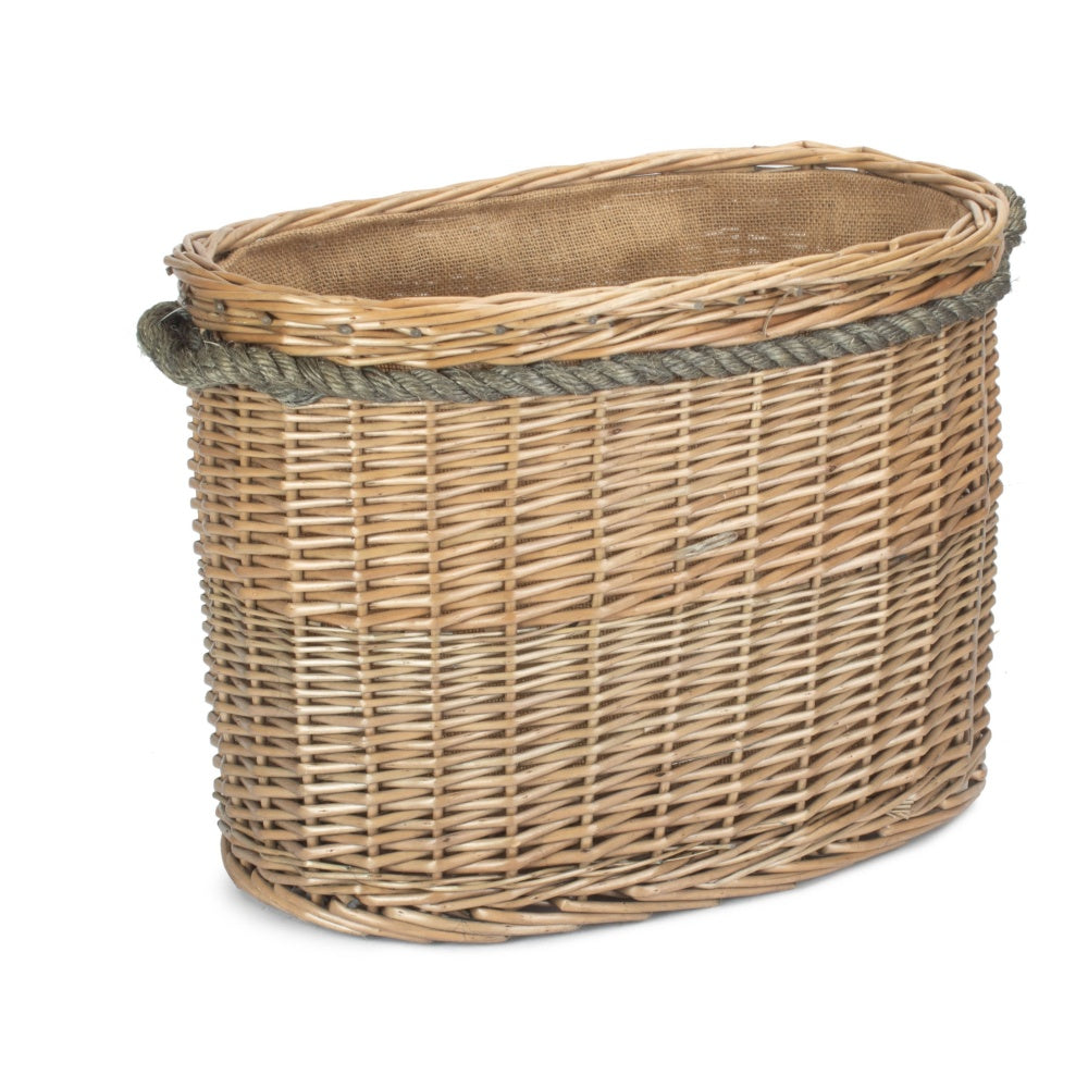 Oval Rope Handled Wicker Log Basket