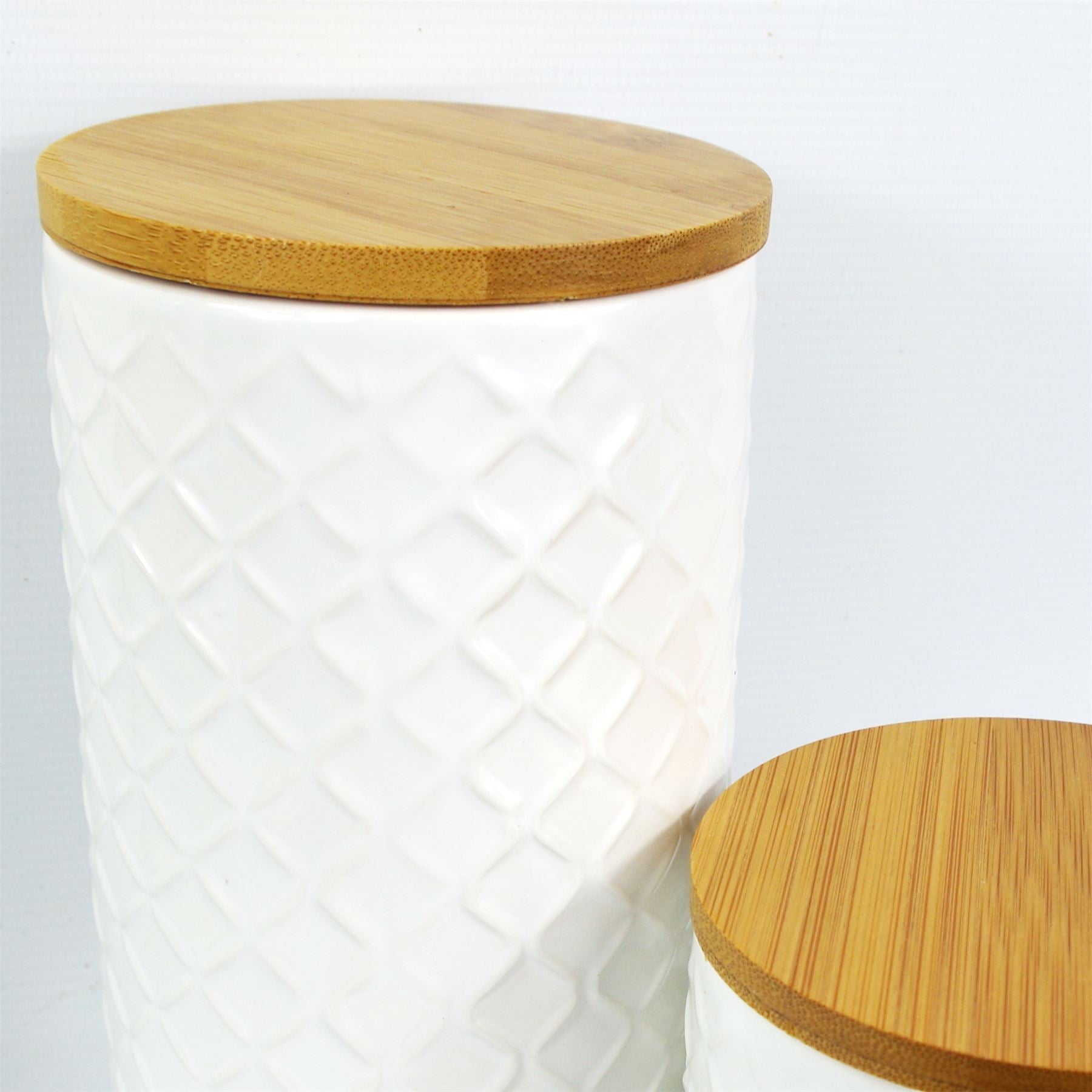 Ceramic Storage Jars Kitchen Canisters Lids Cream 18cm Set 2-3