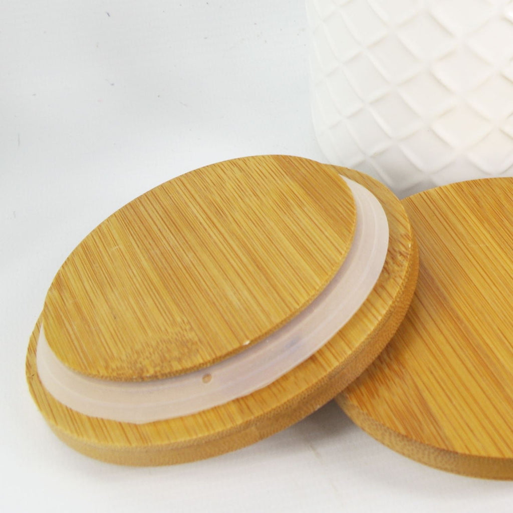 Ceramic Storage Jars Kitchen Canisters Lids Cream 18cm Set 2-1